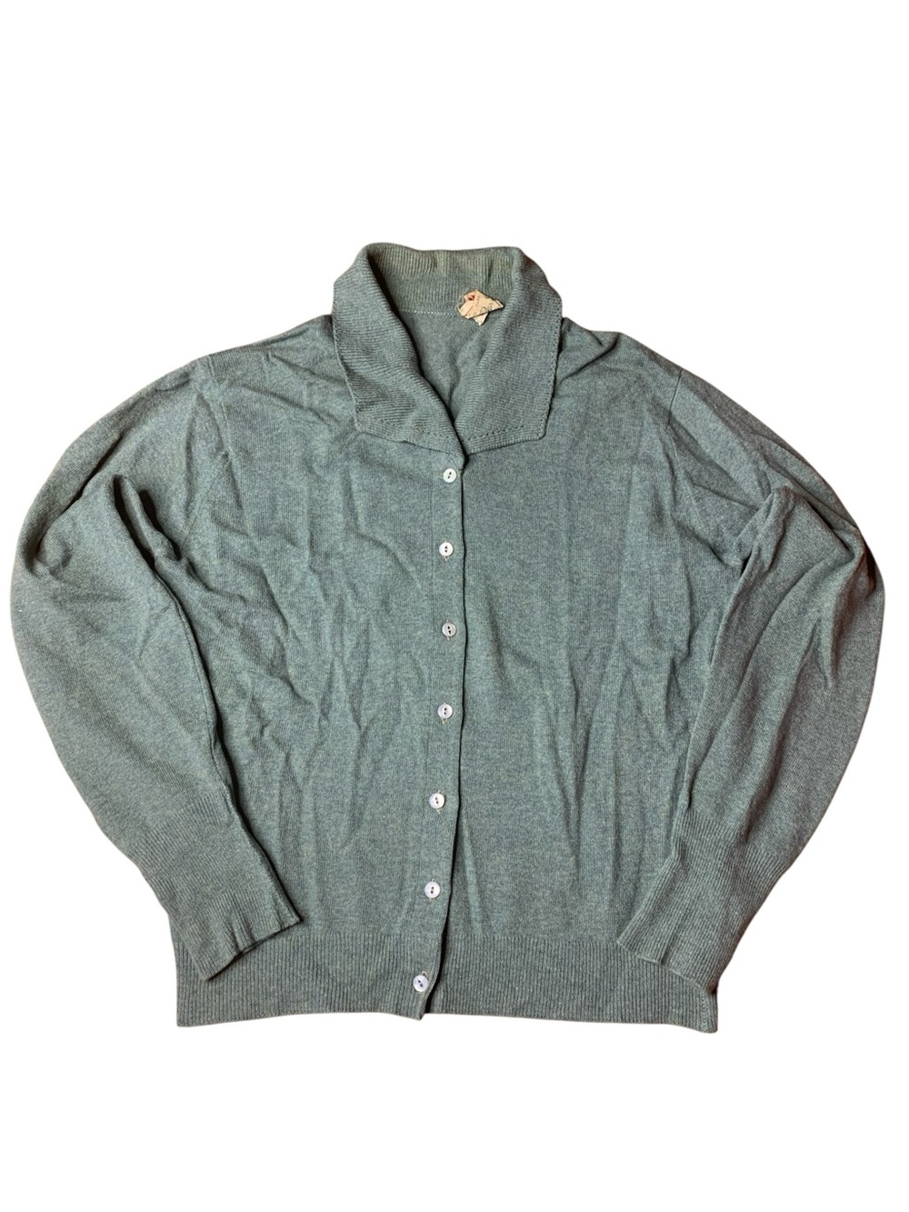 Vintage Peter Scott 100% Pure Cashmere Collared Cardigan - Sage Green